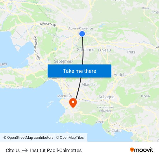 Cite  U. to Institut Paoli-Calmettes map