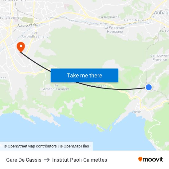 Gare De Cassis to Institut Paoli-Calmettes map