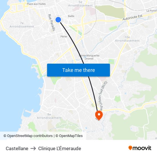 Castellane to Clinique L'Émeraude map