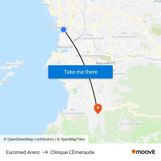 Euromed Arenc to Clinique L'Émeraude map