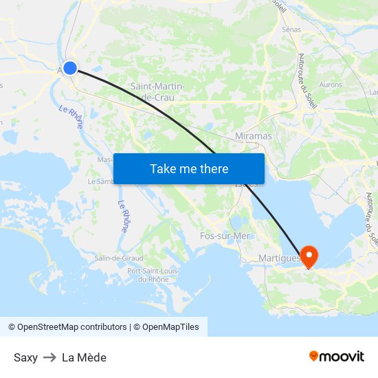 Saxy to La Mède map