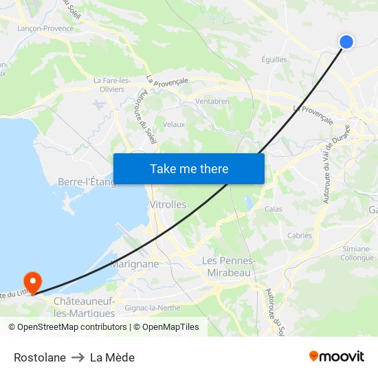 Rostolane to La Mède map