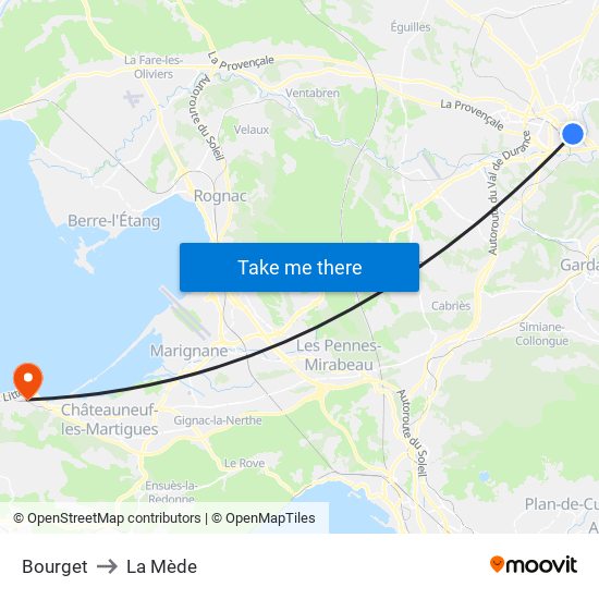 Bourget to La Mède map