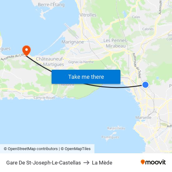 Gare De St-Joseph-Le-Castellas to La Mède map