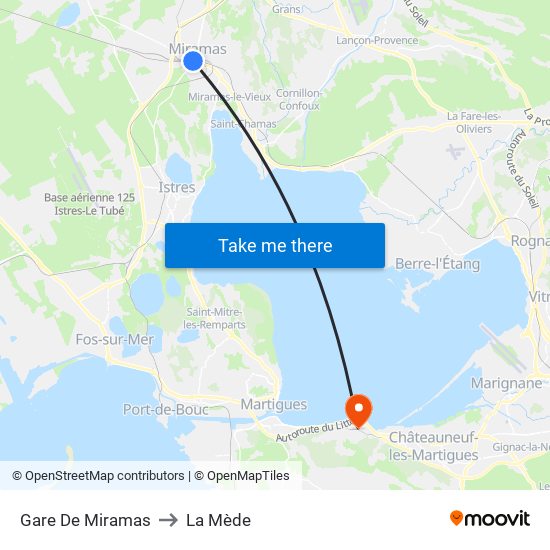 Gare De Miramas to La Mède map