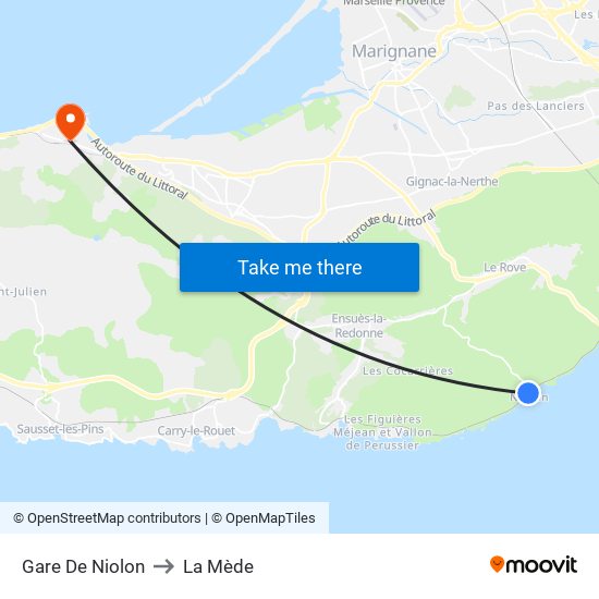 Gare De Niolon to La Mède map