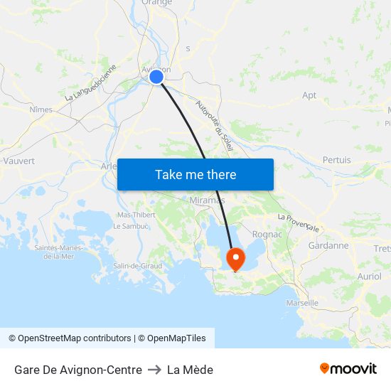 Gare De Avignon-Centre to La Mède map