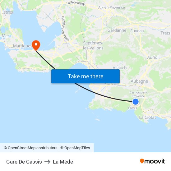Gare De Cassis to La Mède map