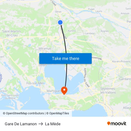 Gare De Lamanon to La Mède map