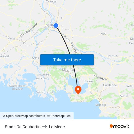 Stade De Coubertin to La Mède map