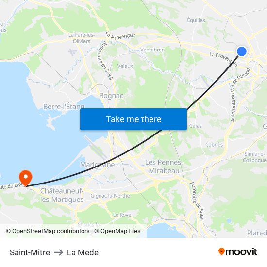 Saint-Mitre to La Mède map