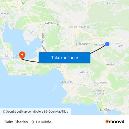 Saint Charles to La Mède map