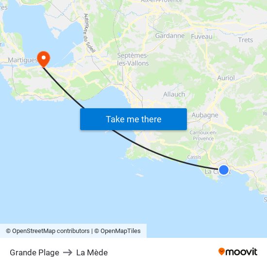 Grande Plage to La Mède map