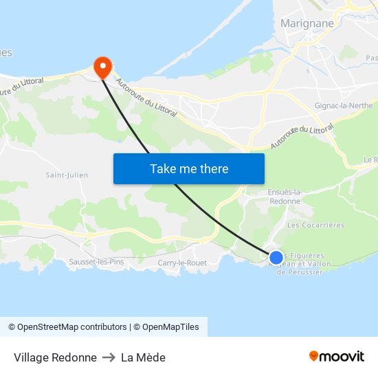 Village Redonne to La Mède map