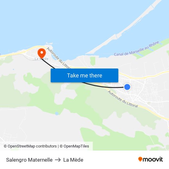 Salengro Maternelle to La Mède map