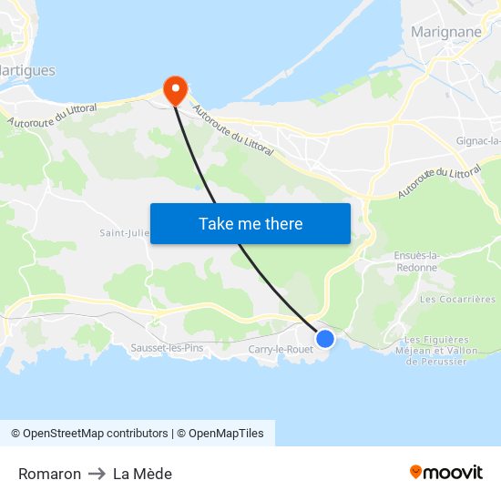 Romaron to La Mède map