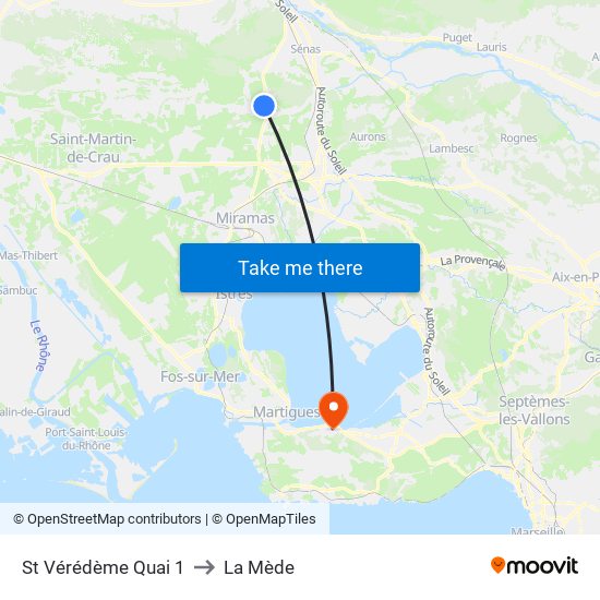 St Vérédème Quai 1 to La Mède map