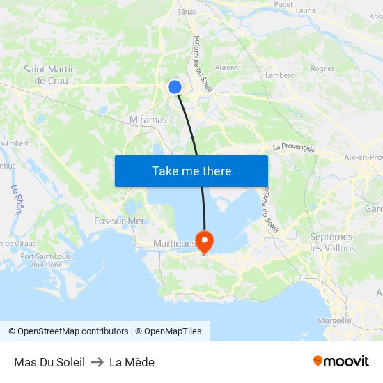 Mas Du Soleil to La Mède map