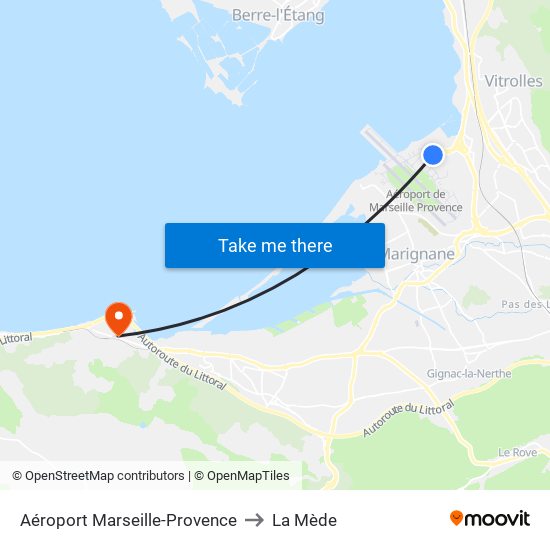 Aéroport Marseille-Provence to La Mède map