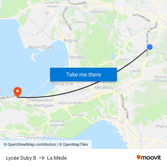 Lycée Duby B to La Mède map