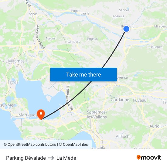 Parking Dévalade to La Mède map