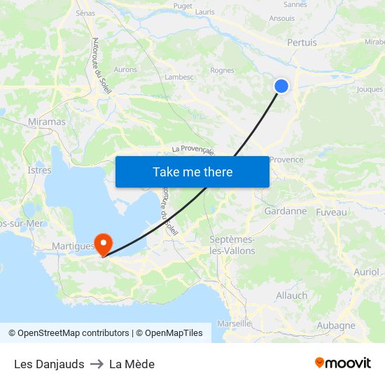 Les Danjauds to La Mède map