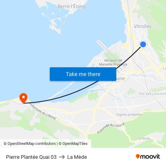 Pierre Plantée Quai 03 to La Mède map