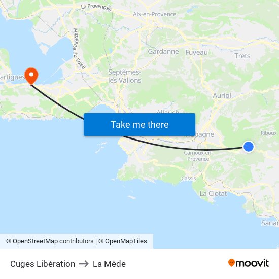 Cuges Libération to La Mède map