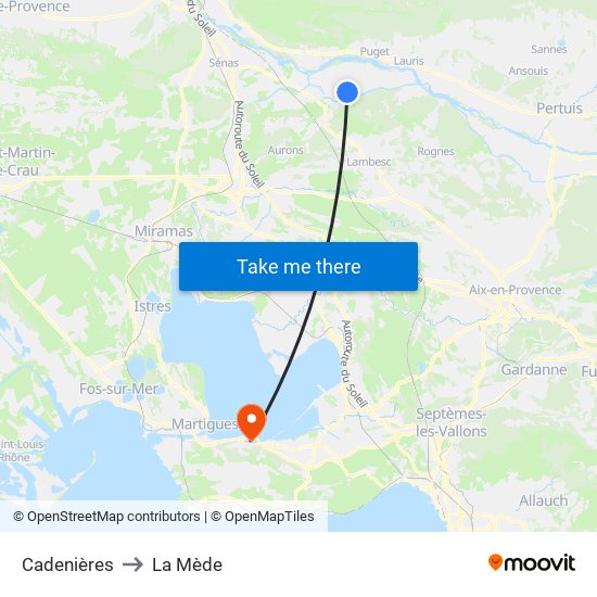 Cadenières to La Mède map