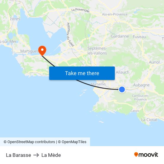 La Barasse to La Mède map