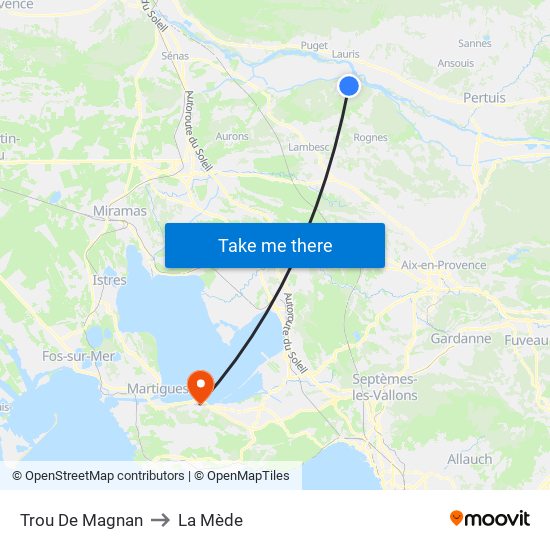 Trou De Magnan to La Mède map