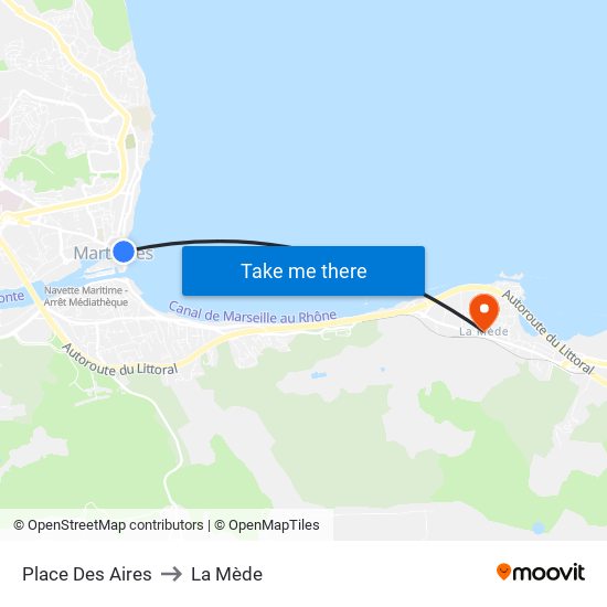 Place Des Aires to La Mède map