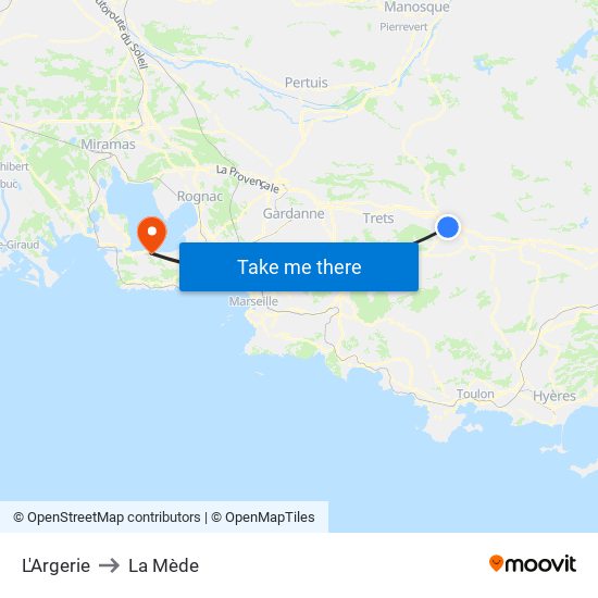 L'Argerie to La Mède map