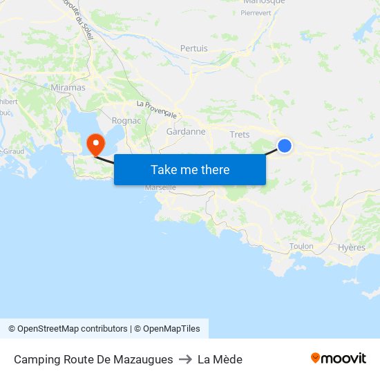 Camping Route De Mazaugues to La Mède map