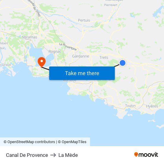 Canal De Provence to La Mède map