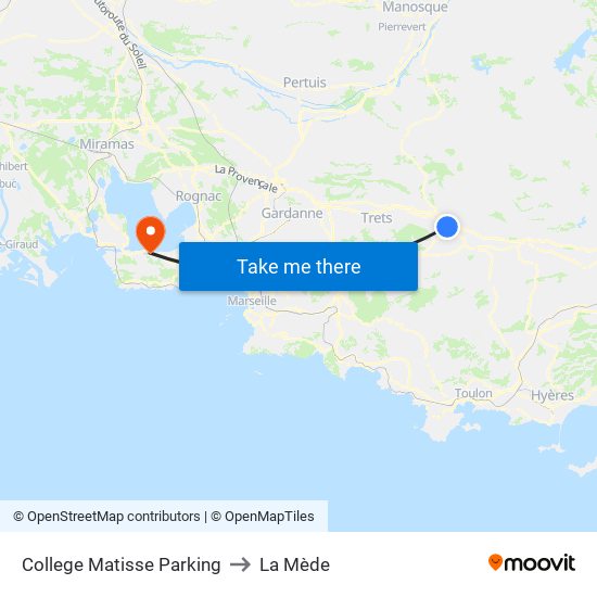 College Matisse Parking to La Mède map