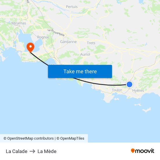 La Calade to La Mède map
