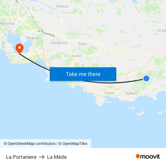 La Portaniere to La Mède map