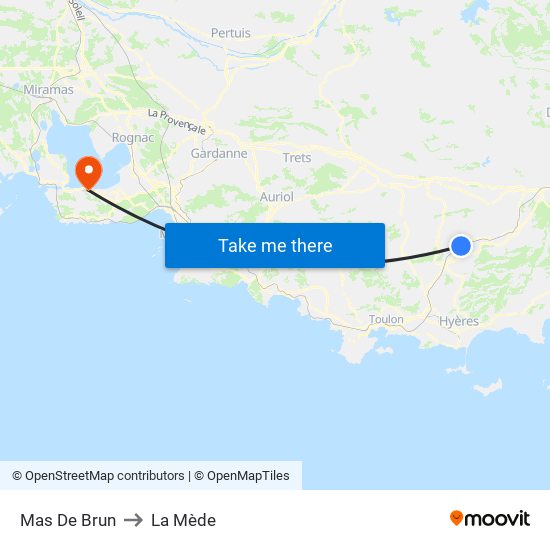 Mas De Brun to La Mède map