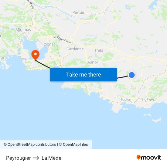 Peyrougier to La Mède map