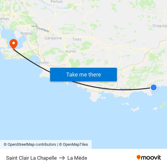 Saint Clair La Chapelle to La Mède map