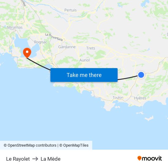 Le Rayolet to La Mède map