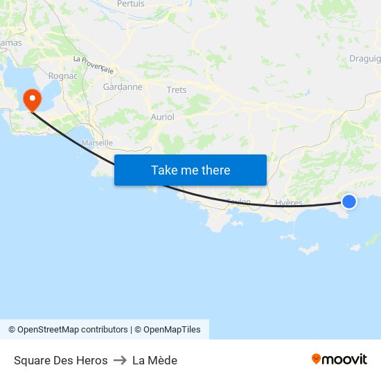 Square Des Heros to La Mède map