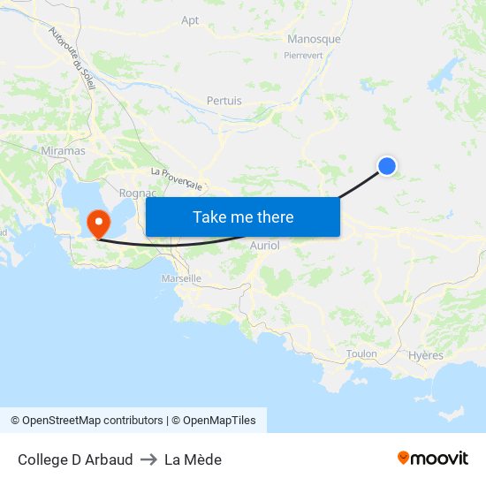 College D Arbaud to La Mède map
