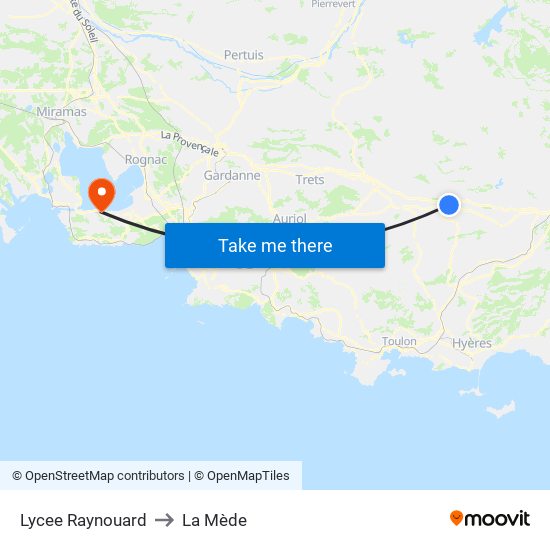 Lycee Raynouard to La Mède map