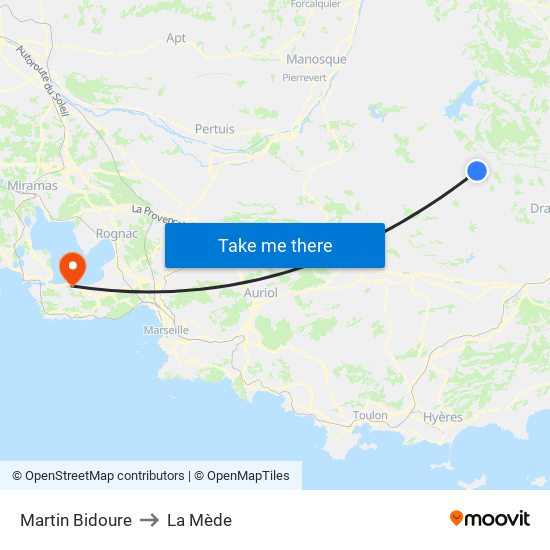 Martin Bidoure to La Mède map