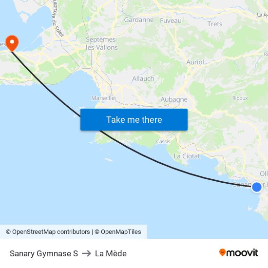 Sanary Gymnase S to La Mède map