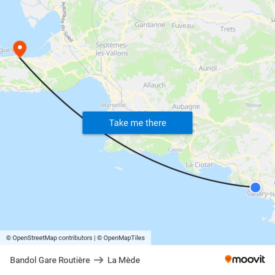 Bandol Gare Routière to La Mède map