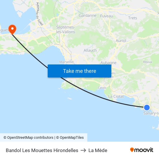 Bandol Les Mouettes Hirondelles to La Mède map