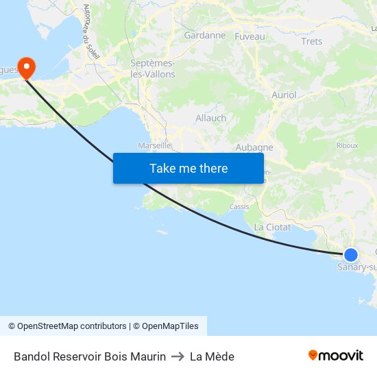 Bandol Reservoir Bois Maurin to La Mède map